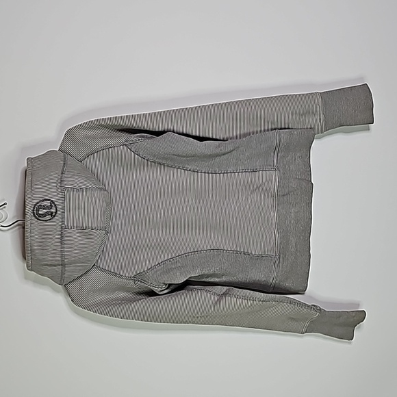 LULULEMON size 2 gray and brown pinstriped scuba zip up hoodie - Picture 4 of 7